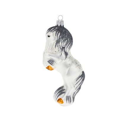 Kůň s šedou hřívou - bílý