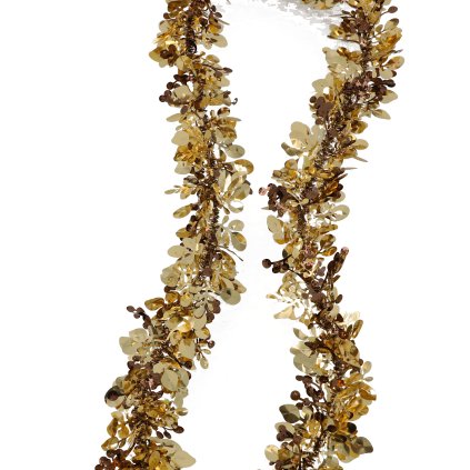 Vánoční girlanda hnědá se třpytivými lístky 2m