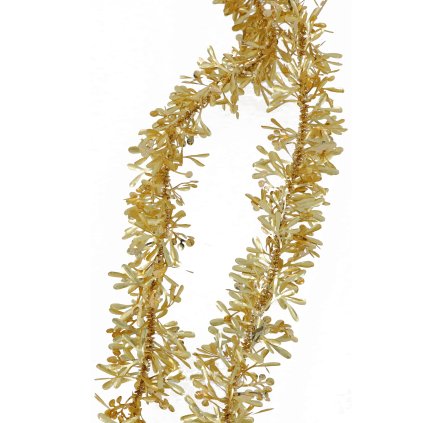 Vánoční girlanda zlatá se třpytivými lístky 2m
