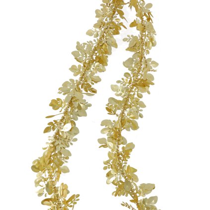 Vánoční girlanda zlatá se třpytivými lístky 2m