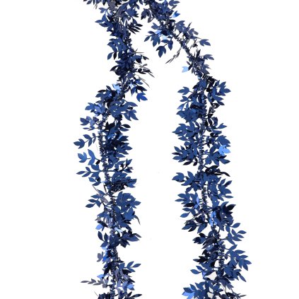 Vánoční girlanda modrá se třpytivými lístky 2m