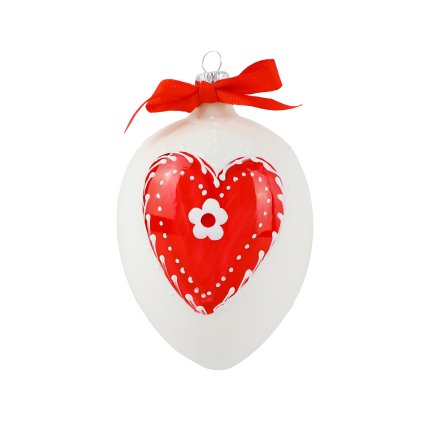 Velikonoční vajíčko velké červené srdce - bílé