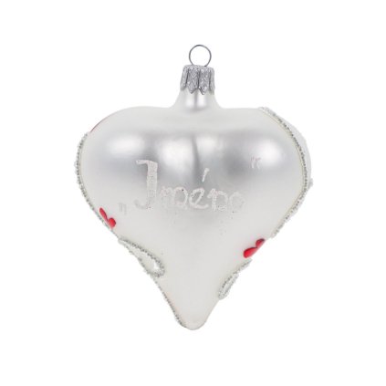 Srdce Valentýn se jménem na přání - srdíčka - bílé