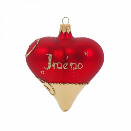 Srdce Valentýn se jménem na přání s bronzem - červené