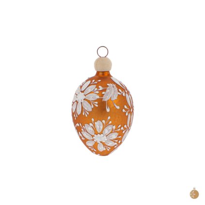 Velikonoční vajíčko malé bílý květ - hnědé