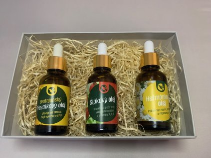 Sada ozdravných olejů (heřmánek, třezalka, šípek)  + dárková krabice