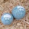 Dřevěné kulaté ovečky ručně malované - s očkem na zavěšení, barva modrá