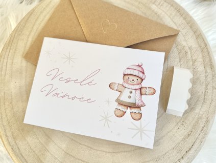 Přání s ultrazvukem "Veselé Vánoce" perníček