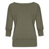 bambusovy top netopyr khaki 3 4 rukav volny strih damsky