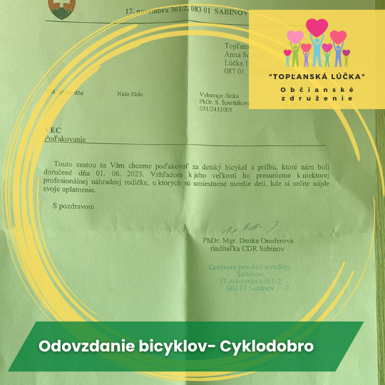 Odovzadnie bicyklov a prilieb- Projekt Cyklodobro