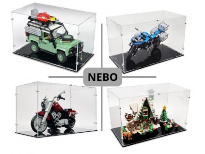 Box pro LEGO® Land Rover, DeLorean a motorky
