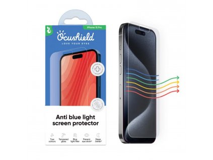 Tvrzené sklo Ocushield s blue light filtrem pro iPhone 15 Pro (1)