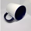 Bílý hrnek FUNNY 330 ml JS Coatings  barevným vnitřkem a uchem - modrý sublimace termotransfer