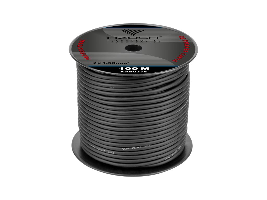 Kabel na reproduktory 2x 1,5mm kulatý černý HQ 100m
