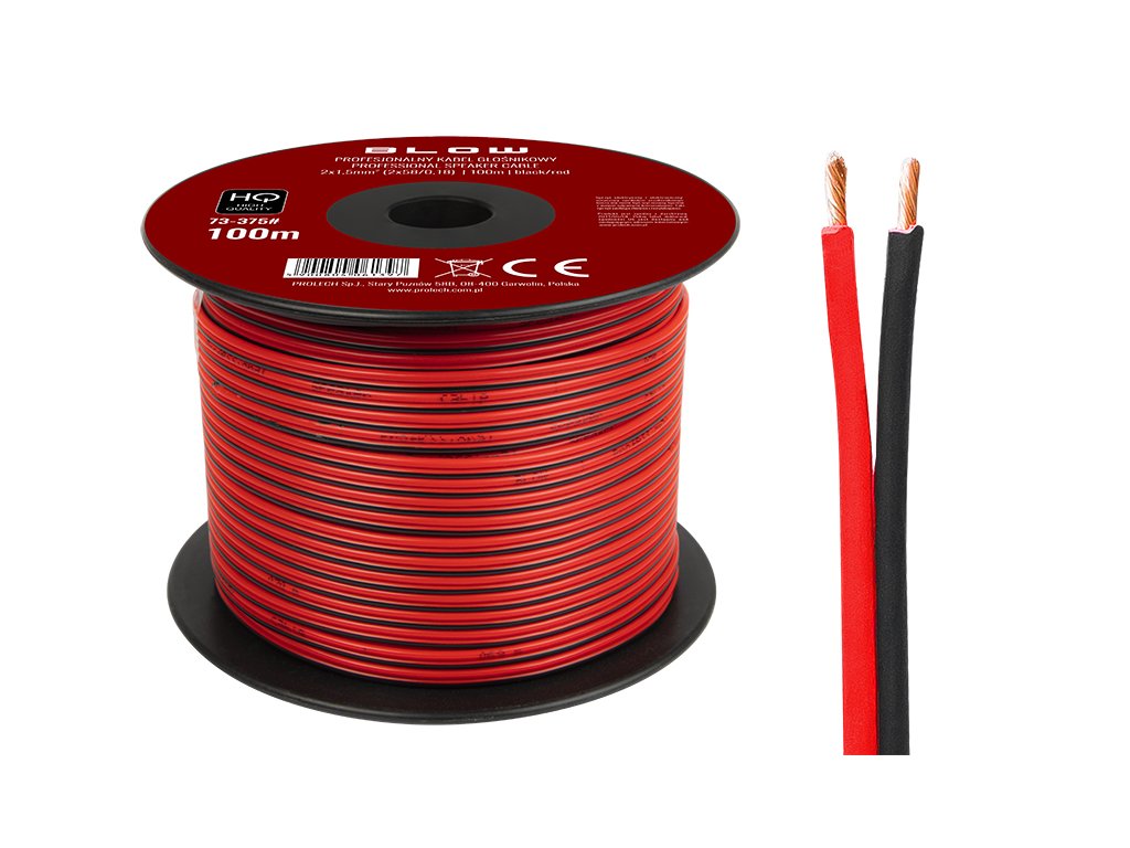 Reproduktorový kabel 2x1,50 mm černý/červený