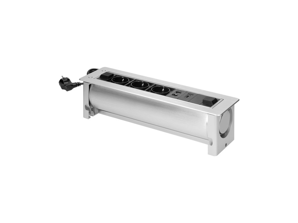 Zásuvková lišta do nábytku 3x Schuko, 2x LAN, HDMI