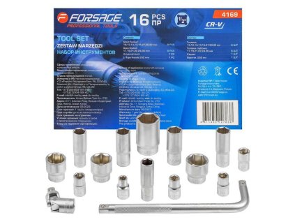 set of tool sockets 15 pieces 10 36 mm knob cr v