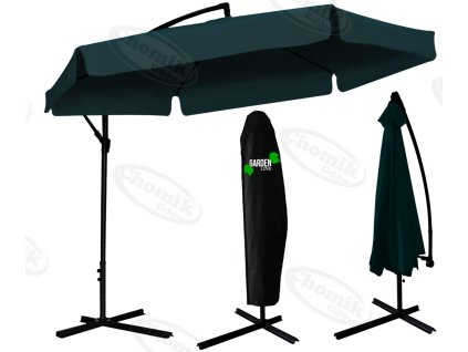 ZÁHRADNÍ SLUNEČNÍK 3 m ZELENÝ "BANÁN" S KRYTEM *2859