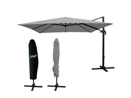 ZÁHRADNÍ SLUNEČNÍK "ROMA" 3 x 3 M ŠEDÝ S KRYTEM *5392