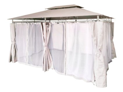 ZAHRADNÍ ALTÁN S BOČNÍMI ZÁCLONAMI - BÉŽOVÝ 3 X 4M *0372