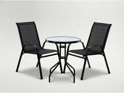 Balkónový set 2 židle a stůl černý CH-SAD5895