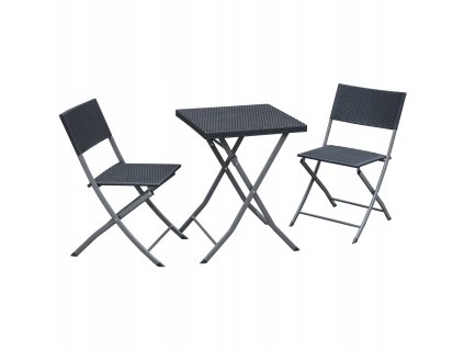 SADA SKLADACÍHO BALKÓNOVÉHO NÁBYTKU (STŮL + 2 ŽIDLE) ANTRACIT *9930