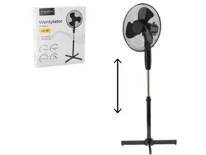 ČERNÝ STOLNÍ VENTILÁTOR 45W *9004