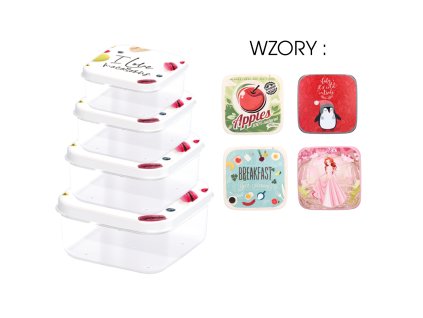 SADA 4 ČTVERCOVÝCH NÁDOBÍ S VZOREM *6781