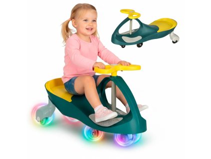 Jezdzik grawitacyjny swiecace kola LED butelkowy zolty 178406