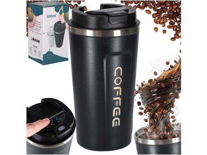 Kubek termiczny z ustnikiem termos LED 500ml czarn 178611