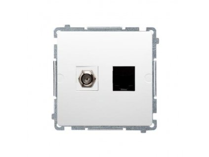 Zásuvka SAT "F" + RJ45 Simon Basic modul bílá