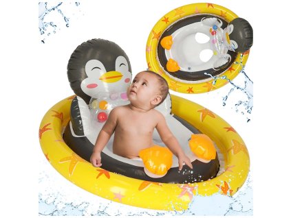 Kolko do plywania dla niemowlat kolo pontonik dla dzieci dmuchany z siedziskiem pingwin max 23kg 3 4lata INTEX 59570 167623