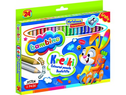 BAMBINO Kredki w oprawie drewnianej 24 kolory temperowka 99517%281%29