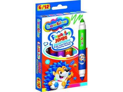 BAMBINO Obojstranné fixky Jumbo 6 ks/12 farieb