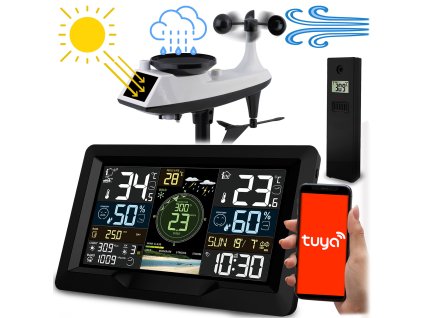 Meteorologická stanice se senzorem větru a deště BD-914 černá