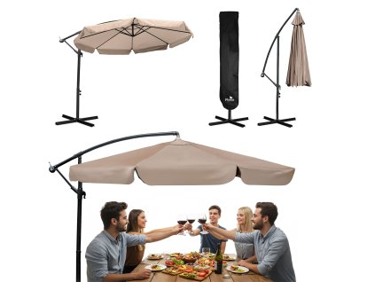 Skládací zahradní slunečník 8-segmentový 350 cm s obalem Plonos PL-881