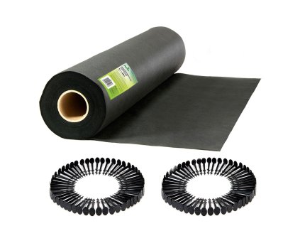 Zahradní textilie 1 m x 50 m + 50 kolíků Plonos - černá