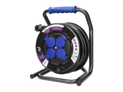 Bubnový prodlužovací kabel 20m, 4 zásuvky IP44