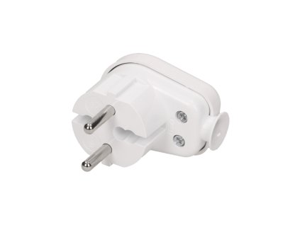 Bílá úhlová zástrčka 230V kompatibilní.