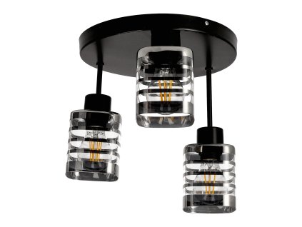 Černé stropní svítidlo E27, 3x60W, nastavitelné