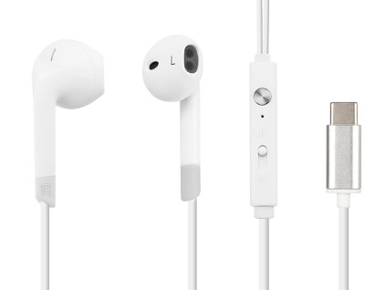 Bílé USB-C sluchátka s mikrofonem B-17