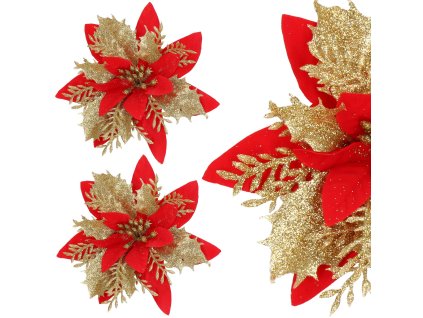 20109 ca0729 ozdoba swiateczna poinsettia 13x13 cm M0