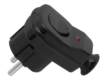 Černá úhlová zástrčka s konektorem a diodou