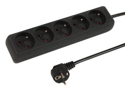 Síťový prodlužovací kabel PR-570P 5-zásuvek s uzemněním 1,5m černý 3x1,5mm