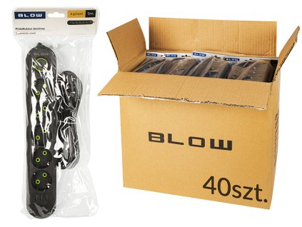 Síťový prodlužovací kabel PS-550 5-zásuvek 3xUSB 5m černý 3x1mm balení