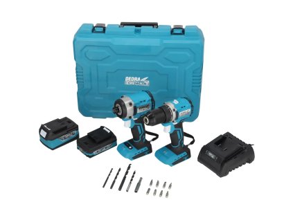 Sada nářadí v kufříku DEDRA SAS+ALL DED7030A03, vrtačka, šroubovák, dvě baterie (2Ah a 4Ah), nabíječka, příslušenství 13 kusů.