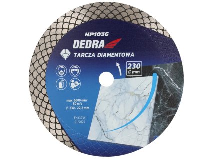 Diamantový řezný kotouč s segmentem typu šupina, řezný kotouč DEDRA H1036, mokré řezání, suché řezání, průměr 230 mm