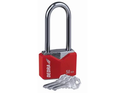 Zámek kosočtvercový litinový s ochranou 50 mm s dlouhým obloukem, DEDRA 11U112-L