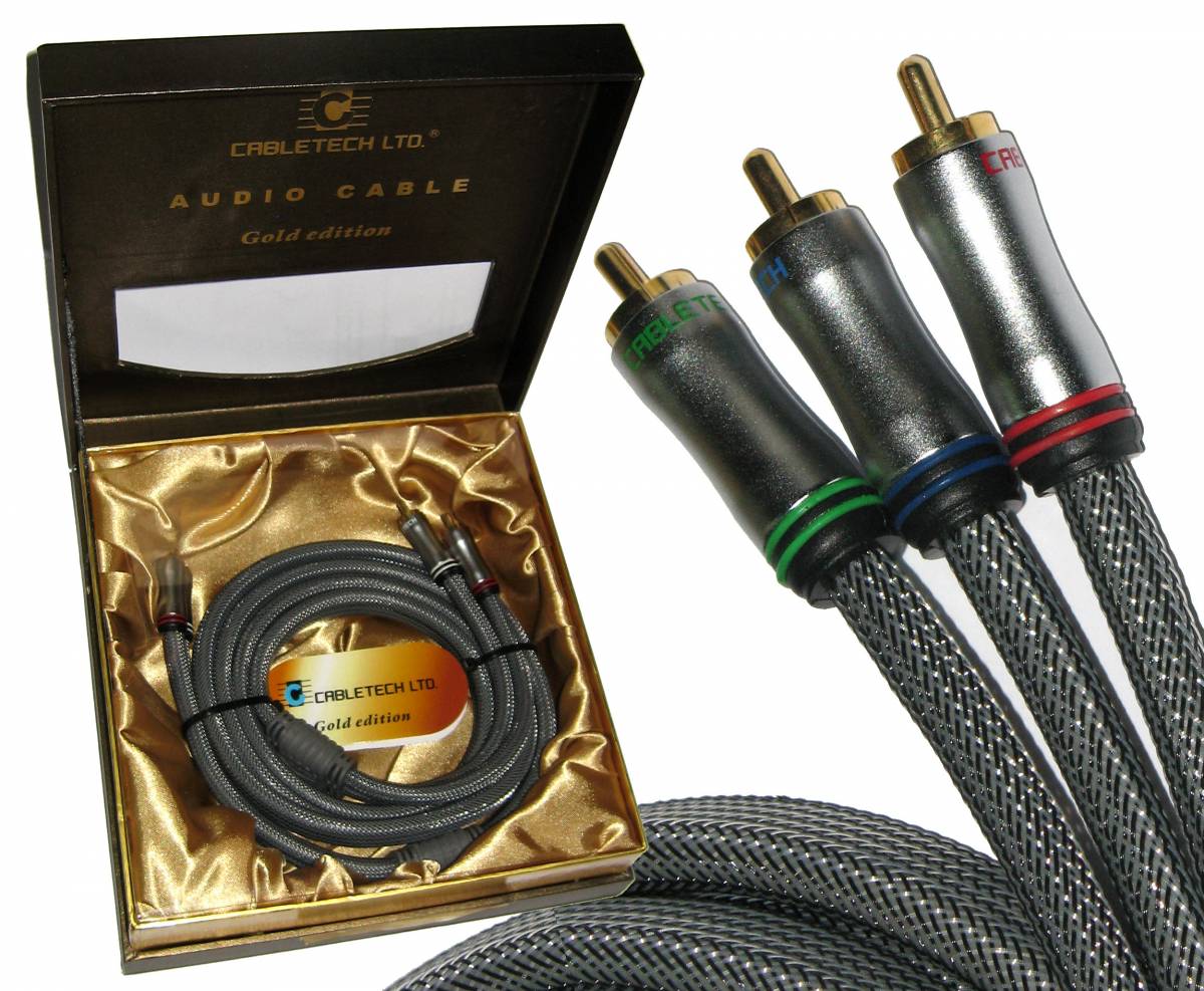 Kabel 3RCA-3RCA Component 1,8 m Cabletech Gold Edition