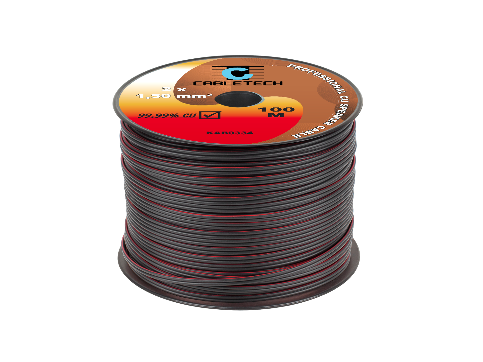CABLETECH Reproduktorový kabel 2x1,5mm černý CU 100m